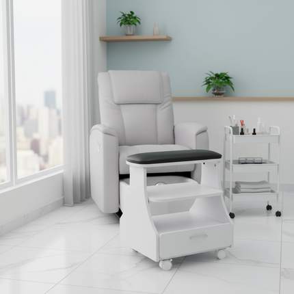 3-tier Foot Rest Manicure Stool Pedicure Cart Footbath Trolley with 4 Casters for Beauty Salon Stores 50kg White/Black/Pink - gallery 1