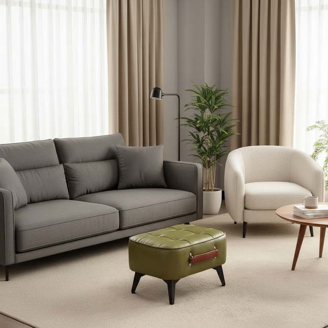 1pc Minimalist Short Stool, Super Soft & Space Saving Short Sofa, Household Shoe Bench With Soft Seating, For Living Room Entry - gallery 1