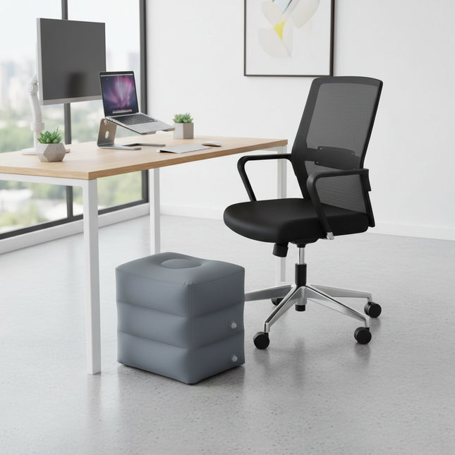 PVC Inflatable Travel Pillow Foot Rest Pillow Stool  Kids Airplane Bed Car Bus Adjustable Three Layers Height Adult Flight Foot - gallery 1