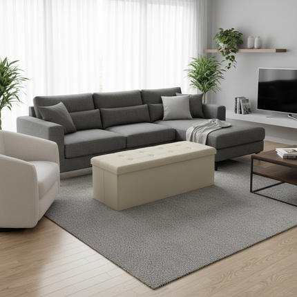 1PC Foldable Stool Home Ottoman Seat Bench Chest with Storage Space Organizer Box Living Room Furniture - gallery 1