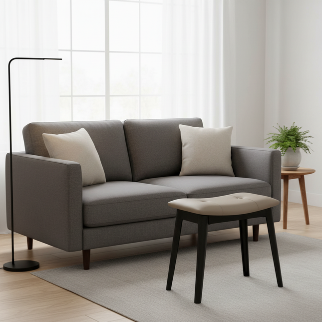 Vanity Stool Vanity Chair Saddle Cushion Ottoman Stool Chair with Solid Wood Legs, Modern Piano Bench Makeup and Foot Stool - gallery 1