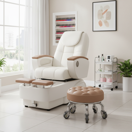 5-Wheel Metal Stool - Thickened Silent Low Stool with Sturdy Frame for Home/Foot Spa/Cosmetology/Kids - gallery 1