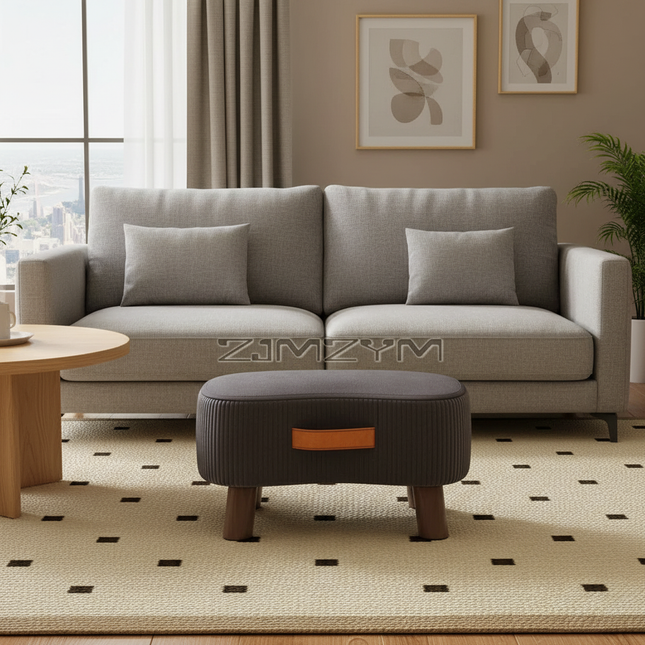 Small Rectangle Foot Stool, Velvet Fabric Footrest Ottoman Stool with Non-Skid Wood Legs, Modern Footstools Step for Couch - gallery 1