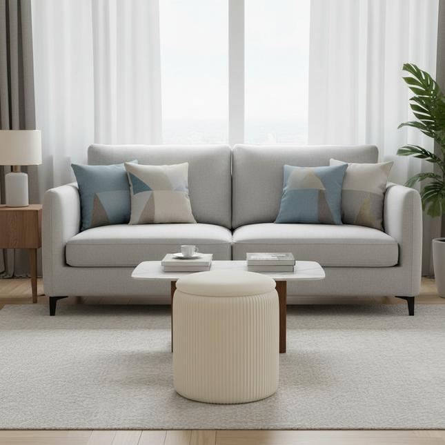 Round Ottoman Living Room Dresser Stool Nordic Modern Footrest Entrance Aesthetic Ottoman Pouf with Storage Space Soft Furniture - gallery 1