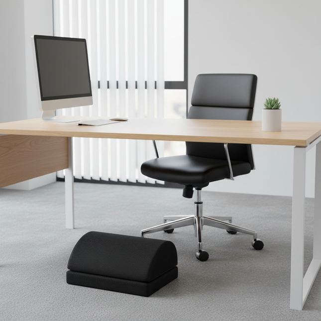 2 Heights Adjustable Foot Rest Under Desk, Soft Memory Foam Footrest Under Desk  for Foot Rest At Work, Home, Airplane, Travel - gallery 1