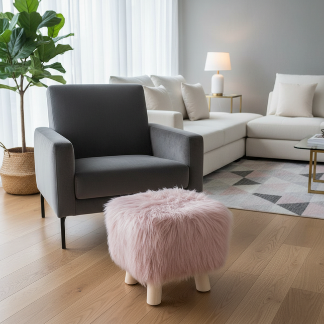 Adorable Shoes-changing Stool Plush Wooden Footrest Removable Chair Cover Soft Seat Cushion Home Decor Furnitu 가구 걸상 - gallery 1