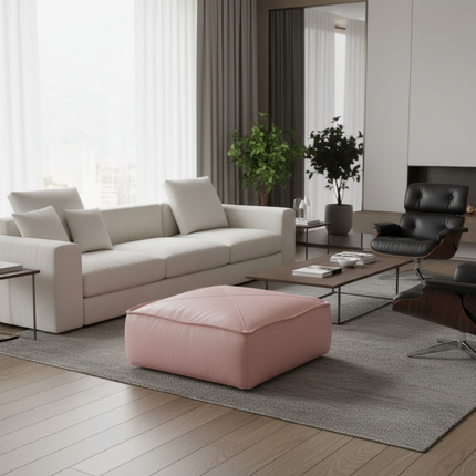 45cm Moroccan Artificial PU Leather Pouf Cover Craft Simple Sofa Ottoman Footstool Unstuffed Living Room Bedroom Cushion Covers - gallery 1