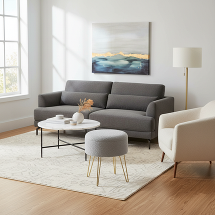 Ottoman Round Footstool Nordic Stool with Storage Space Dressing Table Home Sofa Seat Bench for Living Room Bedroom - gallery 1