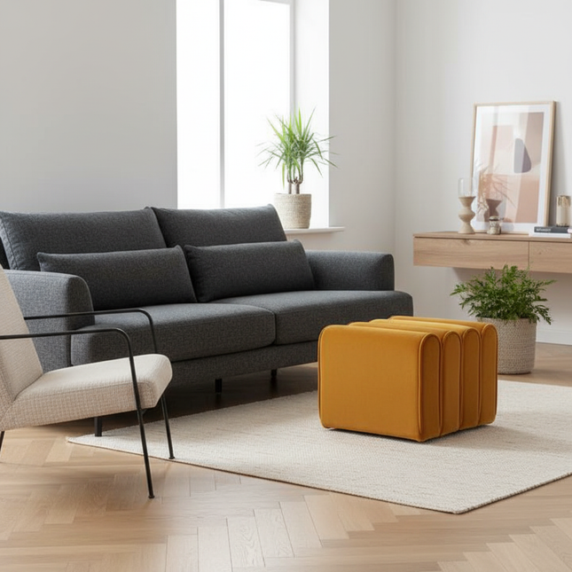 Shoe Change Stool for Living Room Fitting Room Bedroom Fashion Designer Sofa Foot Stool Frame Bed End Stool  Flannel + Wood - gallery 1