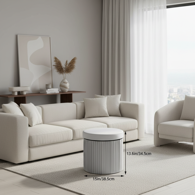 WOLTU Velvet Round Ottoman MDF Foldable Storage Stool with Removable Padded Lid Creative Storage Box for Footstool Living Room - gallery 1