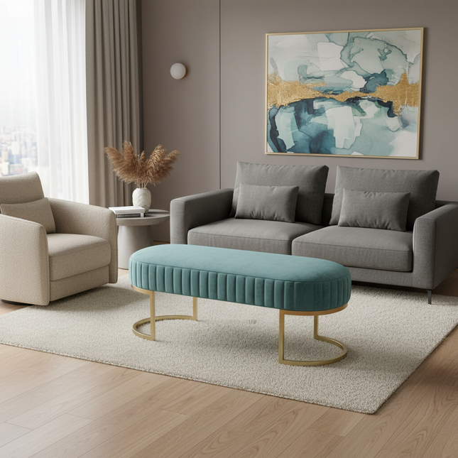 Nordic Soft Velvet Bed Footrest Ottoman Living Room Furniture for Home Bedroom Luxury Pouf Bench Entrance-hall Shoes Stool w - gallery 1