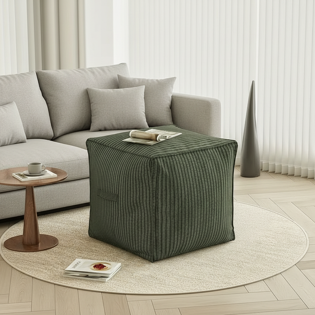 1 PCS Unstuffed Square Pouf Ottoman Storage Footrest Cover For Organizing Clothes Blankets Kids Toys Stylish Home Decor - gallery 1