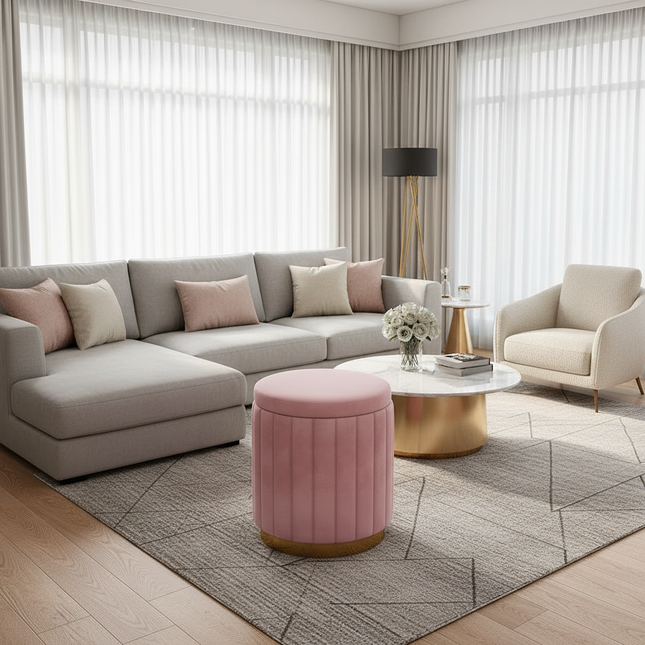 Fashion Storage Stool, Shoe Changing Stool, Makeup Stool, Bedroom Dressing Table Round Stool, New Round Stool with Storage Space - gallery 1