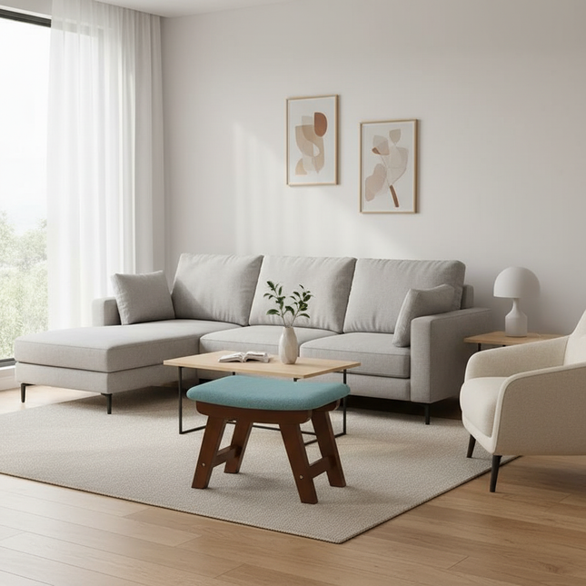 Cloth Small Stool Creative Household Shoe Stool Tea Table Stool Living Room Wood Solid Bench Modern Simple Sofa - gallery 1