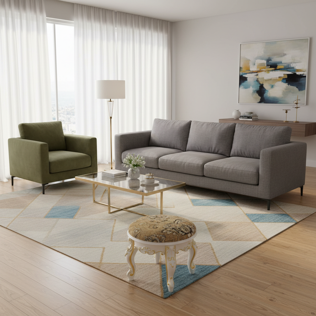 Retro Fabric Dressing Chair, Child Round Stool, Dressing Seat, Home Furniture, Living Room Dinning Chair, ABS Leg, Round Ottoman - gallery 1