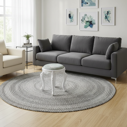 Retro Fabric Dressing Chair, Child Round Stool, Dressing Seat, Home Furniture, Living Room Dinning Chair, ABS Leg, Round Ottoman - gallery 1