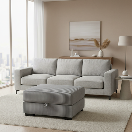 Anajqaqia Sofa Foot stool with Storage Room Ottoman Storage stool with Lid Cord Fabric - gallery 1