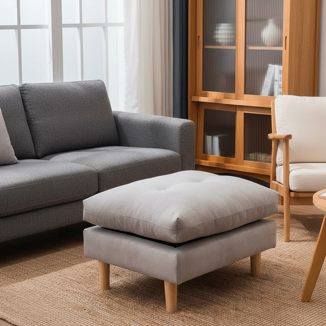 Soft Velvet Solid Wood Bed-End Bench  Durable Nordic Sofa Footstool  Sturdy Living Room Ottoman  Versatile Square Footrest - gallery 1