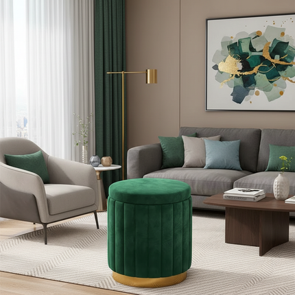 Fashion Storage Stool, Shoe Changing Stool, Makeup Stool, Bedroom Dressing Table Round Stool, New Round Stool with Storage Space - gallery 1