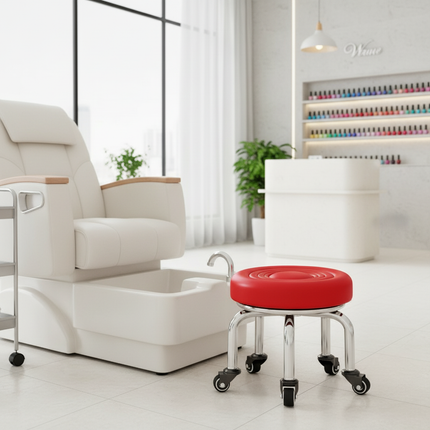 5-Wheel Metal Stool - Thickened Silent Low Stool with Sturdy Frame for Home/Foot Spa/Cosmetology/Kids - gallery 1