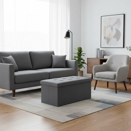 Folding Storage Ottoman Bench Folding Storage Trunk Footrest Stool Cube Bench Storage Chest Footrest Coffee Table Padded Seat - gallery 1