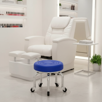 5-Wheel Metal Stool - Thickened Silent Low Stool with Sturdy Frame for Home/Foot Spa/Cosmetology/Kids - gallery 1
