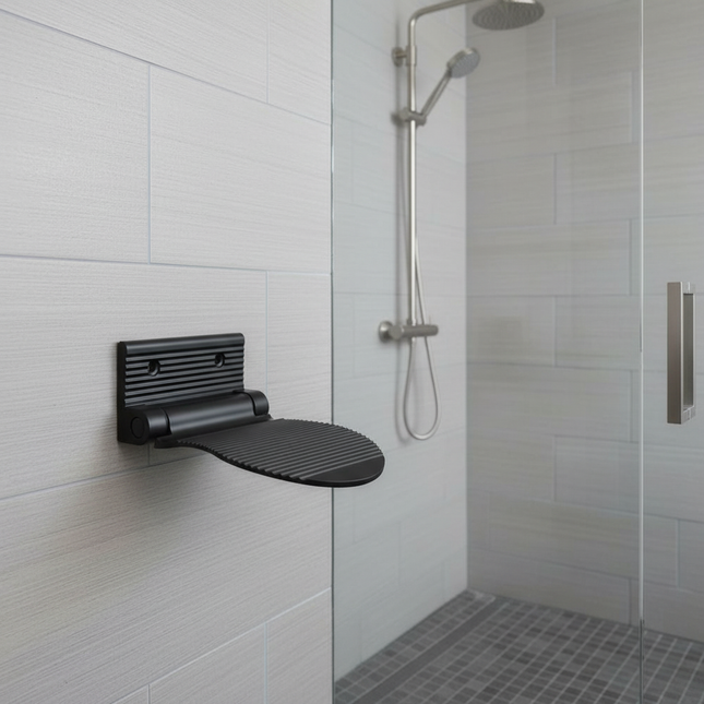 1pc Bathroom Footrest Shower Foot Rest Pedestal Pedal Wall Mounted Black/silver Aluminium Alloy Shower Footstool Anti-slip - gallery 1