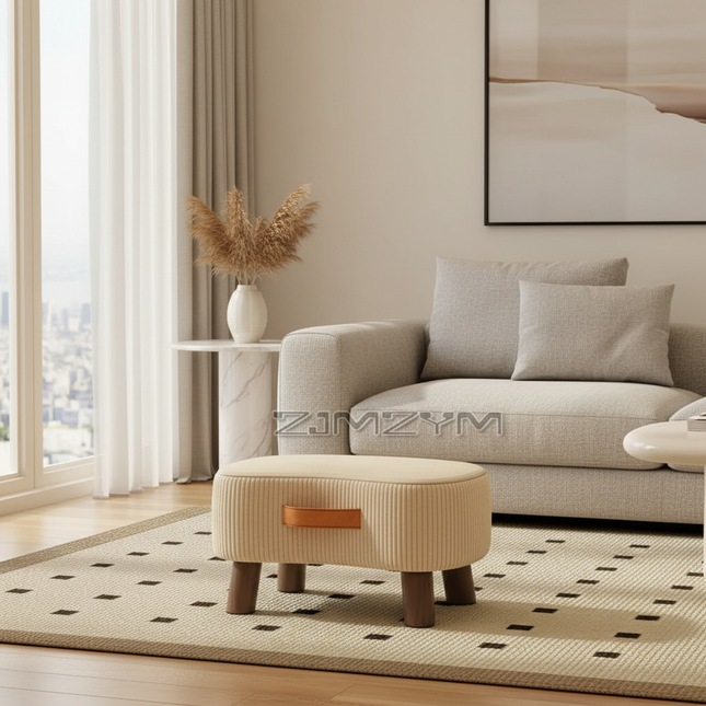 Small Rectangle Foot Stool, Velvet Fabric Footrest Ottoman Stool with Non-Skid Wood Legs, Modern Footstools Step for Couch - gallery 1