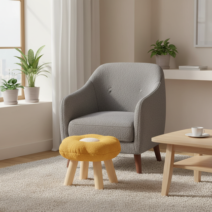 Wooden Small Foot Stool Non Slip Foot Rest Under Desk Footrest Ottoman Soft Stool for Playroom Apartment Porch Bedroom - gallery 1