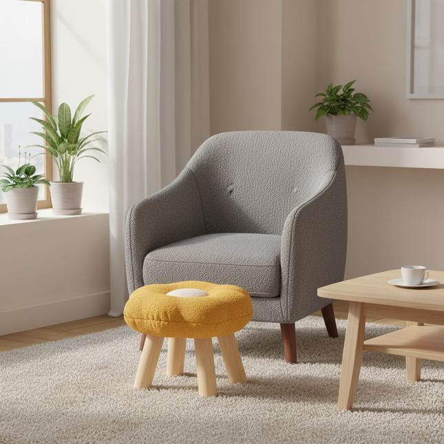 Wooden Small Foot Stool Non Slip Foot Rest Under Desk Footrest Ottoman Soft Stool for Playroom Apartment Porch Bedroom - gallery 1