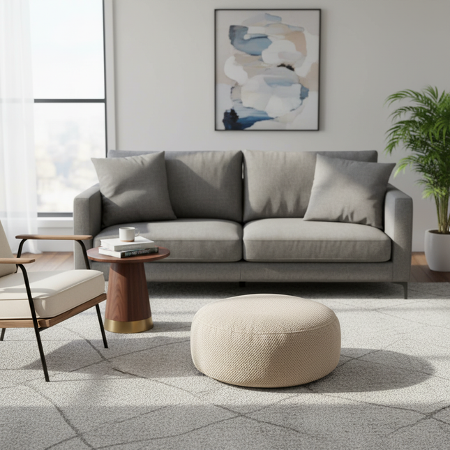 Fabric Removable and Washable Round Floor Futon Seat Pouf Ottoman Foot Rest  Window Living Room Tatami Low Stool Pedal - gallery 1