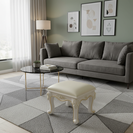 Retro Fabric Dressing Chair, Child Round Stool, Dressing Seat, Home Furniture, Living Room Dinning Chair, ABS Leg, Round Ottoman - gallery 1