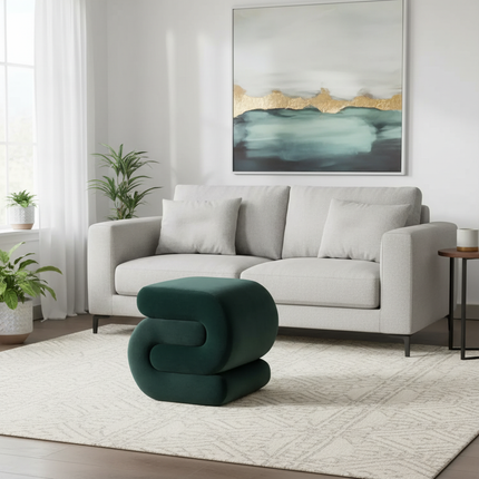 Vanity Stool, Modern S-Shaped Pouf Ottoman Footrest Makeup Chair Foot Stool Under Desk, Decorative Floor Seat - gallery 1