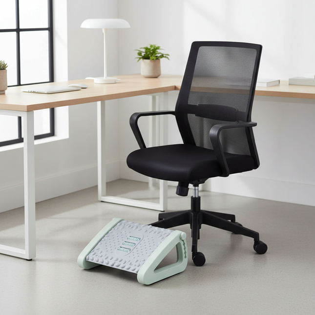 Feet Stool Chair Under Desk Footrest Foot Resting Stool with Massage Ergonomic Office Footrest Under Desk Height Adjustable - gallery 1