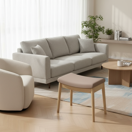 Foot Stool, Saddle Cushion Vanity Stool, Modern Concave Ottoman with Upholstered Seat for Entryway, Bedroom, Patio, Living Room. - gallery 1