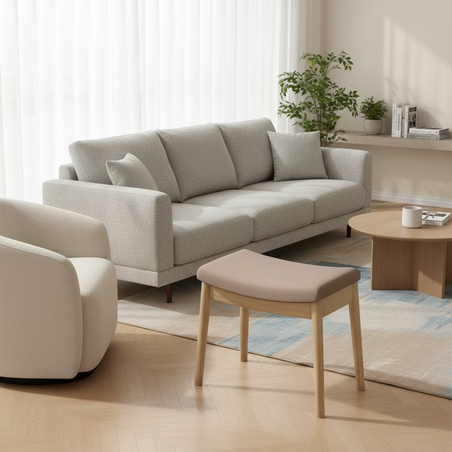 Foot Stool, Saddle Cushion Vanity Stool, Modern Concave Ottoman with Upholstered Seat for Entryway, Bedroom, Patio, Living Room. - gallery 1