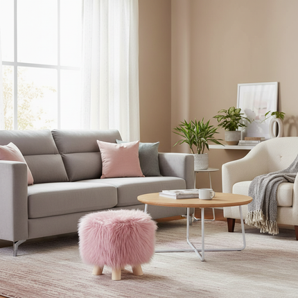 Adorable Shoes-changing Stool Plush Wooden Footrest Removable Chair Cover Soft Seat Cushion Home Decor Furnitu 가구 걸상 - gallery 1