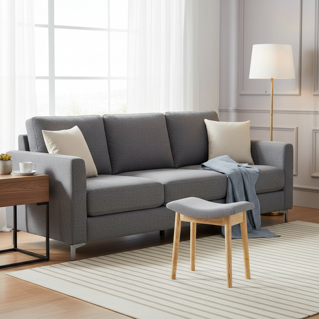 Vanity Stool Vanity Chair 18 Inch-  Stool Chair Wood Legs, Modern Piano Bench Makeup and Foot Stool for Bedroom. - gallery 1