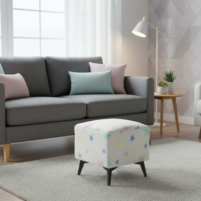 ‌Faux Leather Ottoman, Plush Entryway Bench, Velvet Square Stool, Minimalist Footrest for Bedroom/Balcony with Non-Skid Base - gallery 1