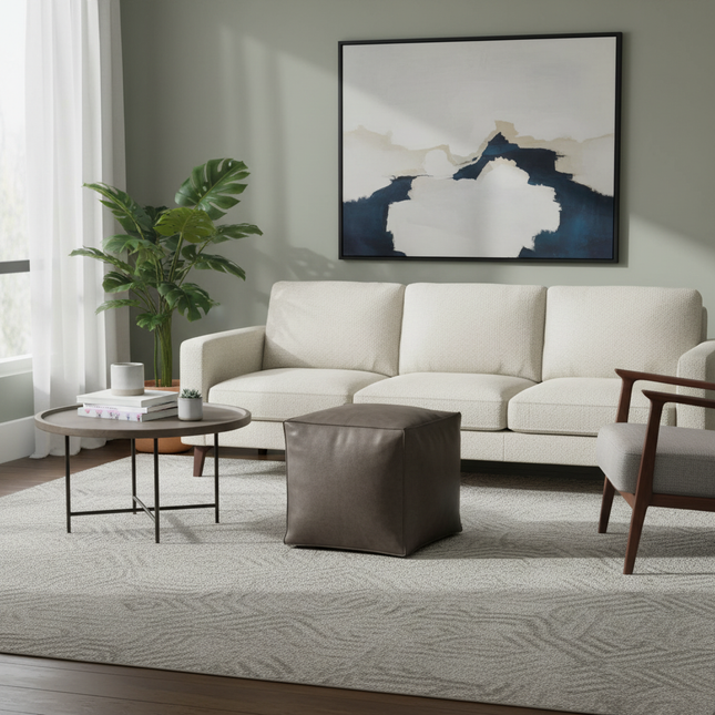 Foot Rest Non-Slip Storage Stool Large Capacity Waterproof Unstuffed Cushion Cover Stackable Thicken Leather Pouf Shoe-changing - gallery 1