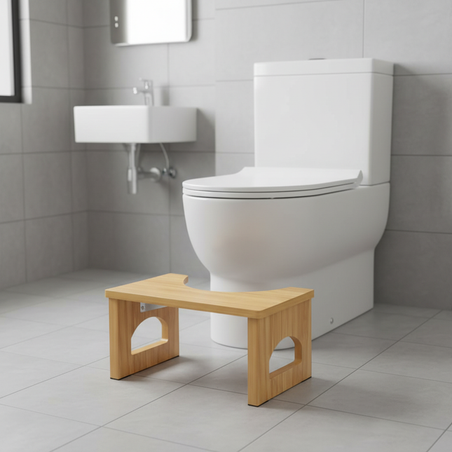 Folding Bamboo Toilet Stool,Non-Slip Poop Stool For Bathroom,Collapsible Bathroom Stool For Kids And Adults,Space-Saving - gallery 1