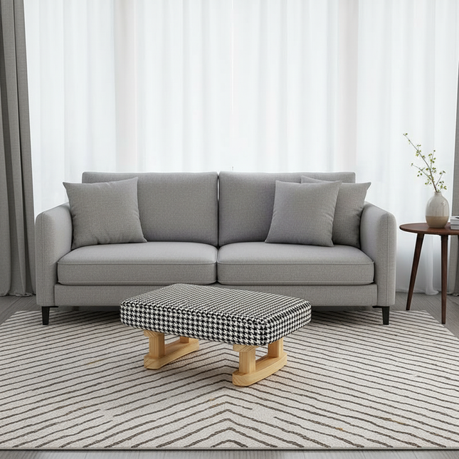 Colofull Small Wooden Stool Footrest Seat with Non-Slip Pad Small Square for Household Living Room Hallway Sofa Tea Stools - gallery 1