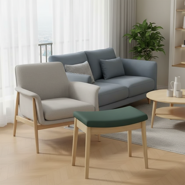 Foot Stool, Saddle Cushion Vanity Stool, Modern Concave Ottoman with Upholstered Seat for Entryway, Bedroom, Patio, Living Room. - gallery 1