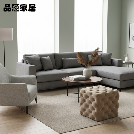 Light Luxury Velvet Foot Pedal Living Room Shoe Bench Creative Pull Buckle Hallway Ottoman High Elastic Sponge Dressing Stools - gallery 1