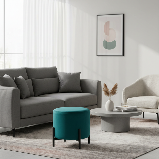 Customized Velvet Dressing Stool Golden Leg Tassel Makeup Bench Openable Ottoman Pouf for Home Fashionable Furniture - gallery 1