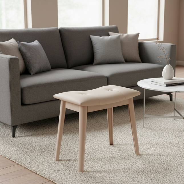 Vanity Stool Vanity Chair Saddle Cushion Ottoman Stool Chair with Solid Wood Legs, Modern Piano Bench Makeup and Foot Stool - gallery 1