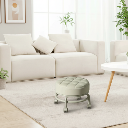 Low Roller Seat Sturdy Universal Swivel Casters Shoe Changing Stool Seat for Living Room Kitchen Fitness Salons Kids and Adult - gallery 1