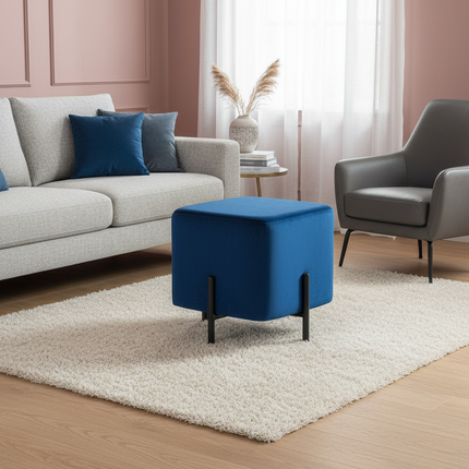 Customized Velvet Dressing Stool Golden Leg Tassel Makeup Bench Openable Ottoman Pouf for Home Fashionable Furniture - gallery 1