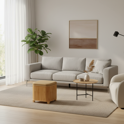 Japanese Solid Wood Small Square Stool with Storage Box Sundries Toys Organizer Household Hallway Shoes Change Footstool Ottoman - gallery 1