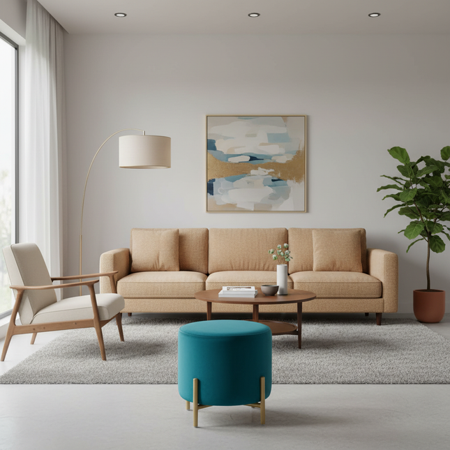 Customized Velvet Dressing Stool Golden Leg Tassel Makeup Bench Openable Ottoman Pouf for Home Fashionable Furniture - gallery 1